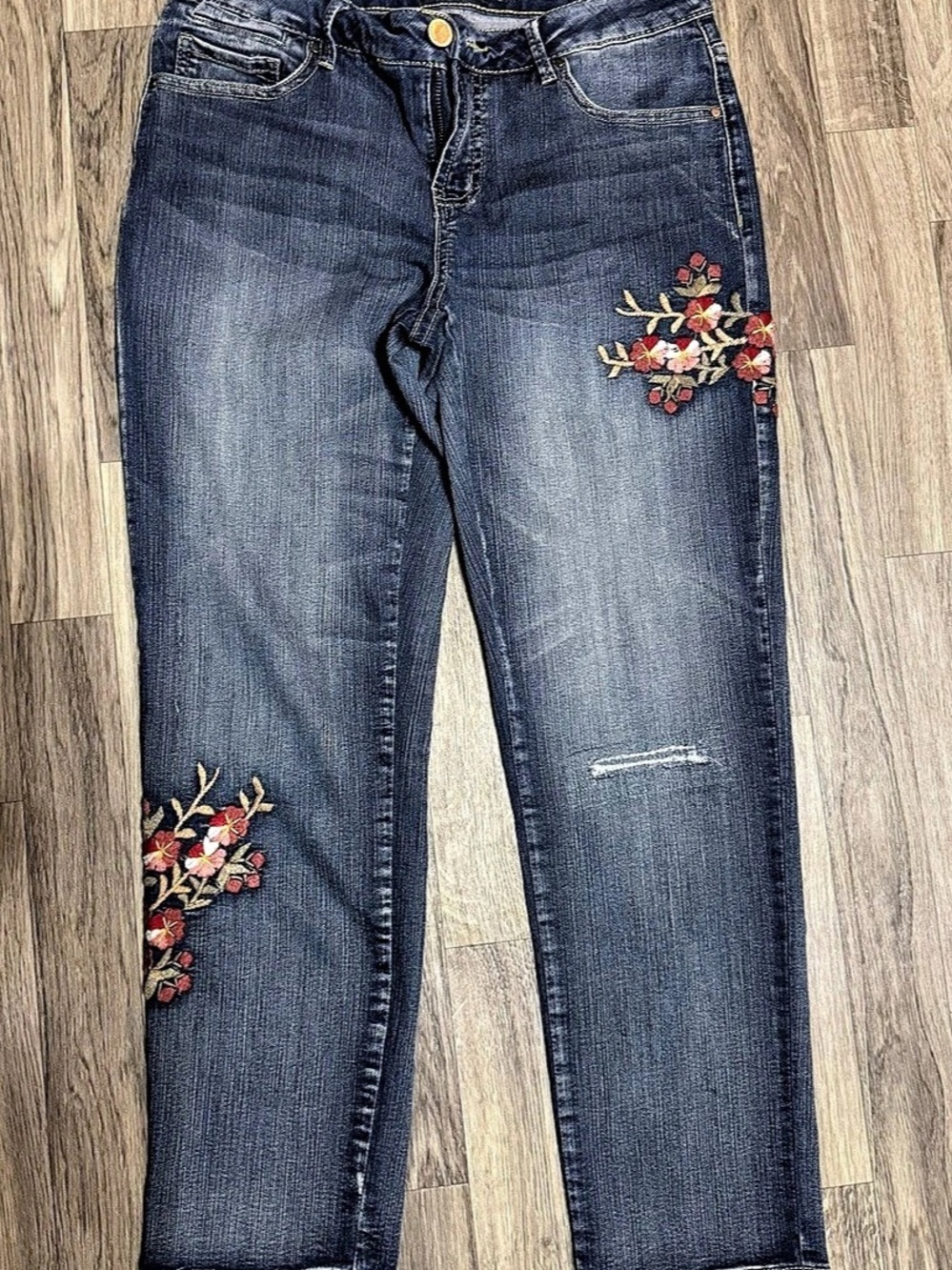 Tru Luxe Jeans Floral Embroidered Skinny Jeans US 4 Petite